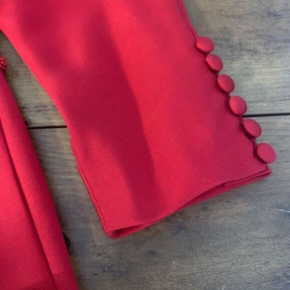 VTG Linda Allard Ellen Tracy Red Silk Wrap Dress Long Sleeve with Button Cuff 6 - Picture 12 of 12